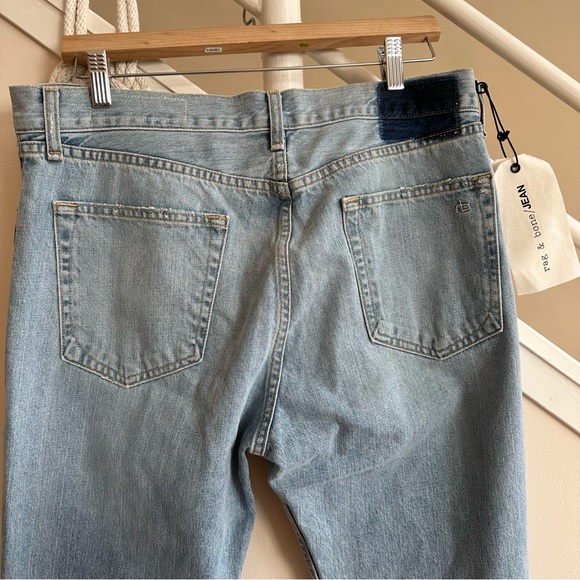 rag & bone Marilyn Distressed Straight Leg Raw Hem Crop Jeans Light Blue 31 NWT - Picture 8 of 15